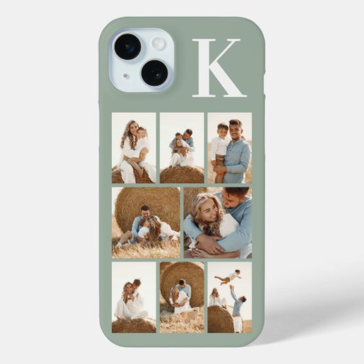 Moderne 8 Foto Sage Groen Case-Mate iPhone Case (Achterkant)