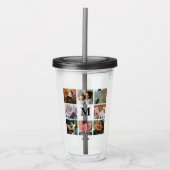 Moderne 8 fotocollage | Monogram Acryl Drinkbeker (Voorkant)