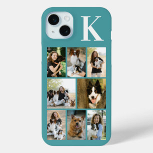 Moderne 8 Huisdier Foto Teal iPhone 15 Mini Hoesje