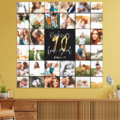 Moderne 90e verjaardag multi-foto scriptgift canvas afdruk (Insitu (Woonkamer))