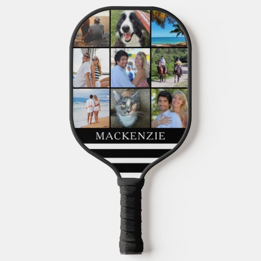 Moderne 9 foto-inkuilstrips Naam Aangepaste kleur Pickleball Paddle (Voorkant)