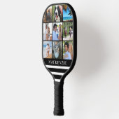 Moderne 9 foto-inkuilstrips Naam Aangepaste kleur Pickleball Paddle (Links)