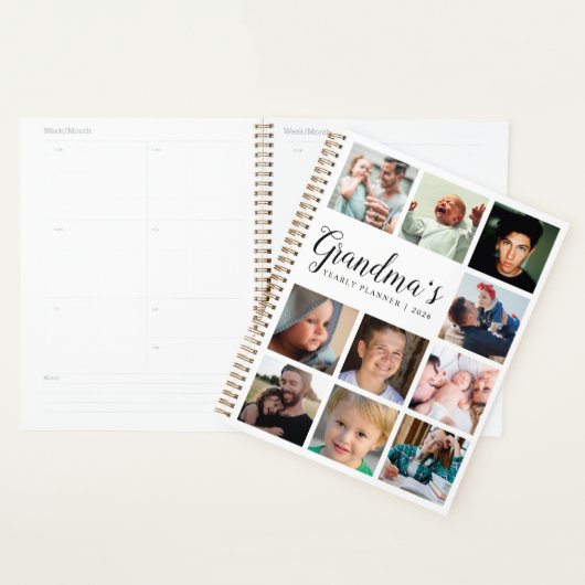 Moderne 9 fotocollage jaarlijks planner (Display)