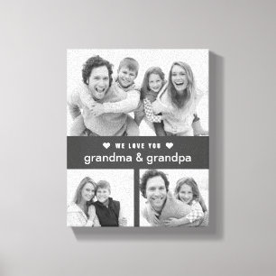Moderne Aandenken Zwart en Witte Foto's Grootouder Canvas Afdruk