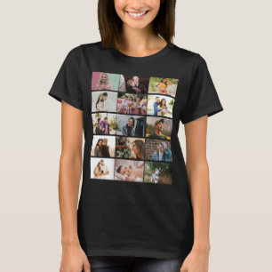 Moderne Aangepaste 12 foto-Collage familie op maat T-shirt