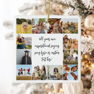 Moderne aangepaste 12 foto collage met citaat keramisch ornament