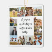 Moderne aangepaste 12 foto collage met citaat keramisch ornament (Links)