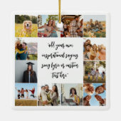 Moderne aangepaste 12 foto collage met citaat keramisch ornament (Achterkant)