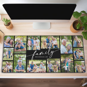 Moderne aangepaste 14 foto collage familie script bureaumat