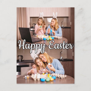 Moderne aangepaste 2-foto familie Pasen Briefkaart