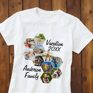 Moderne Aangepaste 9 Afbeeldingen Collage Familie T-shirt