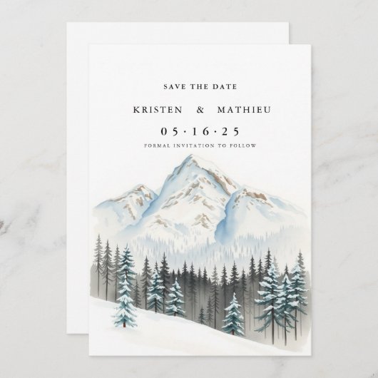 Moderne aangepaste berg save the date (Voorkant / Achterkant)