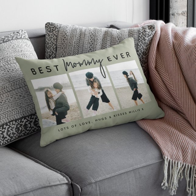 Moderne Aangepaste Beste Mamma Ooit | 3 Foto Kussen (Creator heeft geüpload)