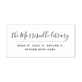 Moderne aangepaste bibliotheek voor script retourn 	rubberstempel (Afrduk)