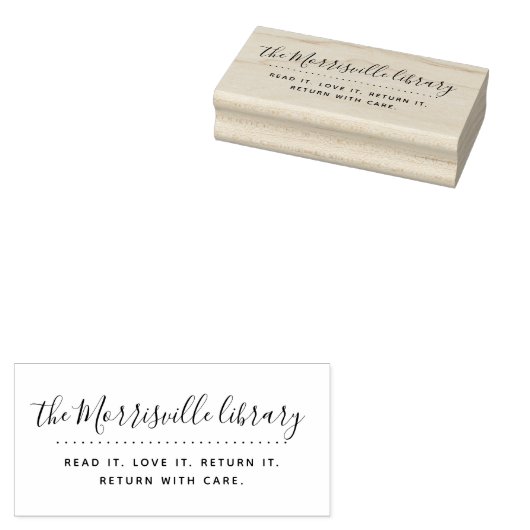 Moderne aangepaste bibliotheek voor script retourn rubberstempel (Gestempeld)