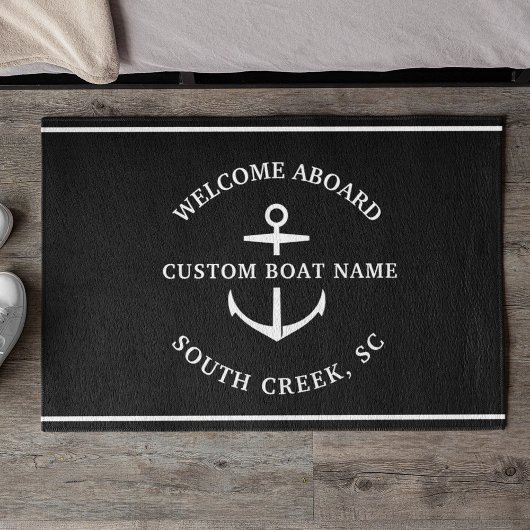 Moderne aangepaste boat Name Welcome Aboard Anchor Deurmat