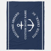 Moderne aangepaste boat Name Welcome Aboard Anchor Fleece Deken (Voorkant)