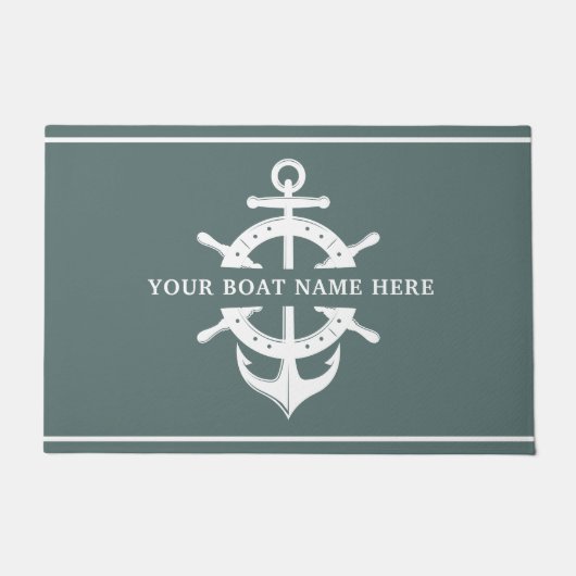 Moderne aangepaste bootnaam Verzendwielanker Deurmat (Voorkant)