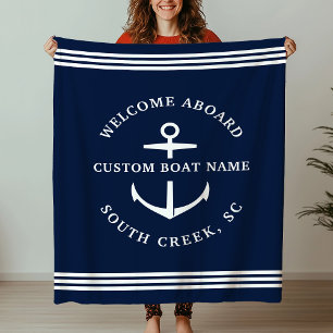 Moderne aangepaste botnaam Welkom op Nautisch vlak Fleece Deken