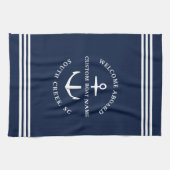 Moderne aangepaste botnaam Welkom op Nautisch vlak Theedoek (Horizontaal)