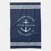 Moderne aangepaste botnaam Welkom op Nautisch vlak Theedoek (Verticaal)
