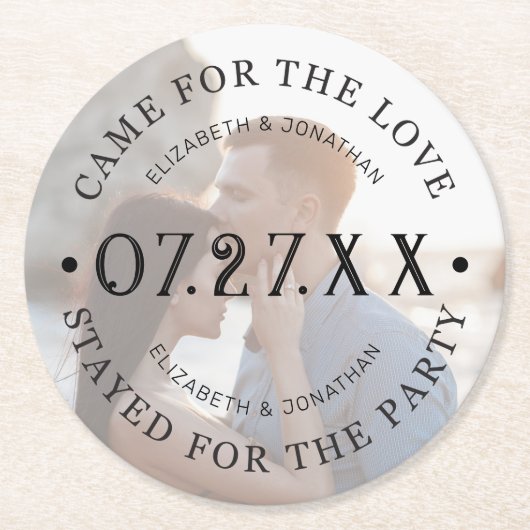 Moderne aangepaste bruiloft fotopapier Onderzetter (Voorkant)