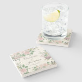 Moderne, aangepaste bruiloft op maat stenen onderzetter (Zijkant)