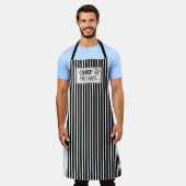 Moderne, aangepaste Chef Black Striped Schort (Gedragen)