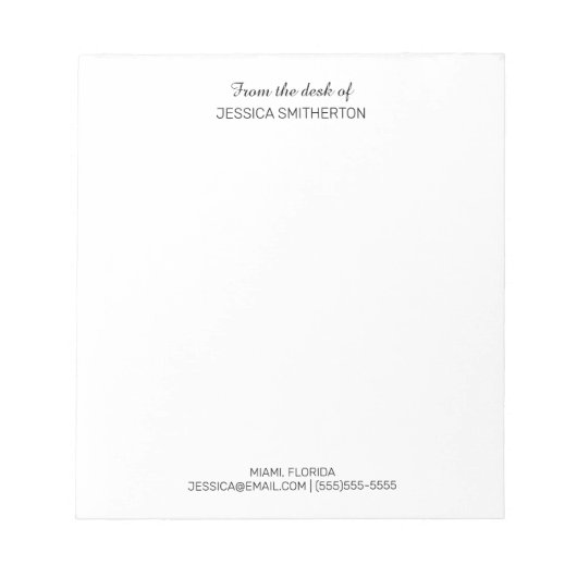 Moderne aangepaste contactgegevens van bureaunaam notitieblok (Voorkant)