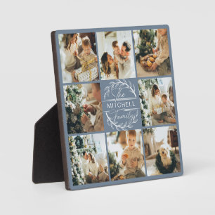 Moderne aangepaste familie fotocollage Dusty Blu Fotoplaat