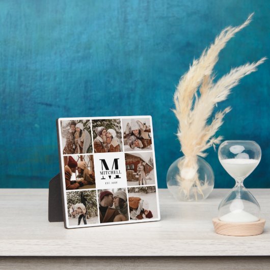 Moderne aangepaste familie fotocollage | Monogram Fotoplaat (Insitu)