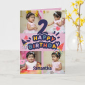 Moderne Aangepaste foto 2e Happy Birthday Kaart (Gele Bloem)