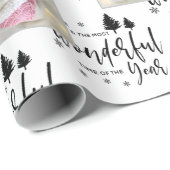 Moderne aangepaste foto-dooszwart-witte typografie cadeaupapier (Rol Hoek)