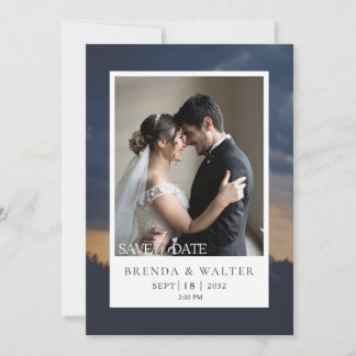 Moderne aangepaste foto elegante script bruiloft kaart