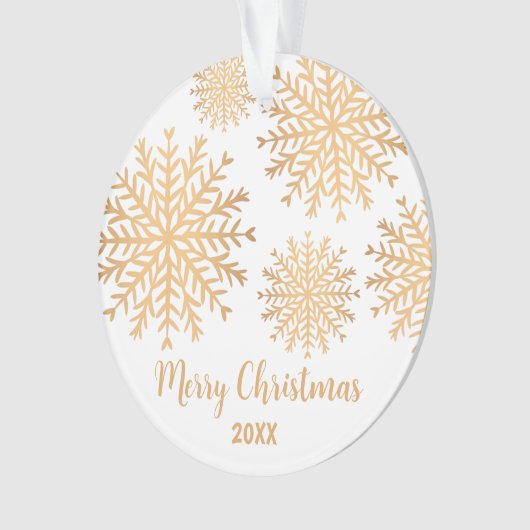 Moderne, aangepaste foto Gold Snowflake Merry-kers Ornament (voorkant)