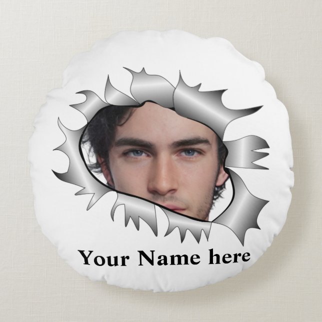 Moderne  aangepaste foto in een gat rond kussen (Voorkant)