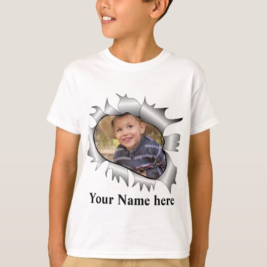 Moderne  aangepaste foto in een gat t-shirt (Voorkant)