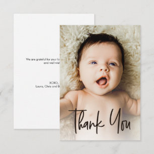 Moderne aangepaste foto kleine notitie baby shower bedankkaart