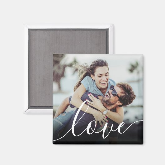 Moderne aangepaste foto-liefdesscript magneet (Voorkant / Achterkant)