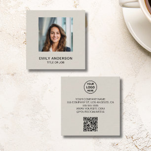 Moderne Aangepaste Foto Logo QR Zakelijk Vierkante Visitekaartje