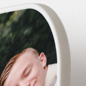 Moderne aangepaste foto Monogram Naam Blauw & Wit Pickleball Paddle (Links Detail)