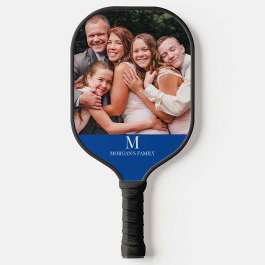 Moderne aangepaste foto-monogram naam Pickleball P Pickleball Paddle (Voorkant)