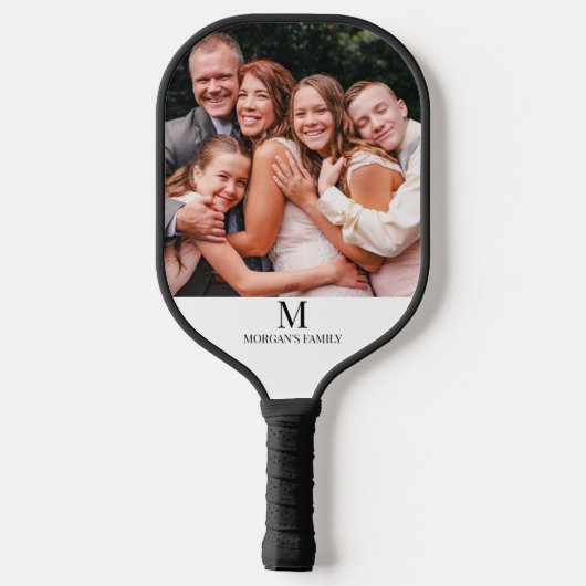 Moderne aangepaste foto-monogram naam Pickleball P Pickleball Paddle (Achterkant)
