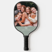 Moderne aangepaste foto Monogram Naam Sage Groen Pickleball Paddle (Voorkant)