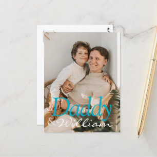 Moderne aangepaste foto papa & Baby naam Keepsake Briefkaart