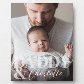 Moderne aangepaste foto papa & Baby naam Keepsake Fotoplaat (Voorkant)
