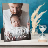 Moderne aangepaste foto papa & Baby naam Keepsake Fotoplaat (Zijkant)