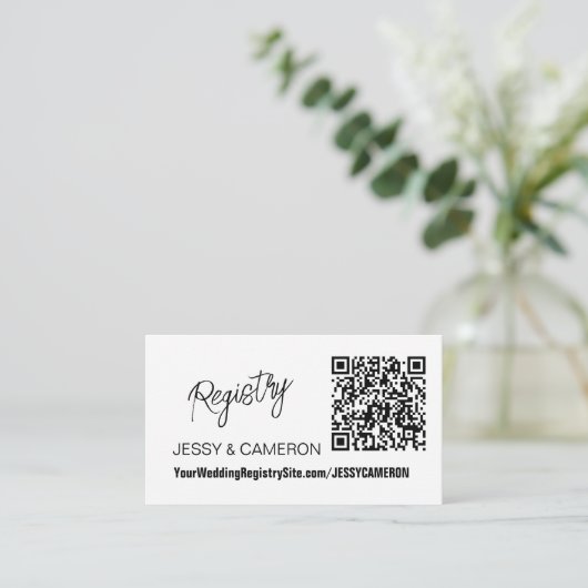 Moderne Aangepaste Foto QR Code Trouwregister Informatiekaartje (Staand voorkant)