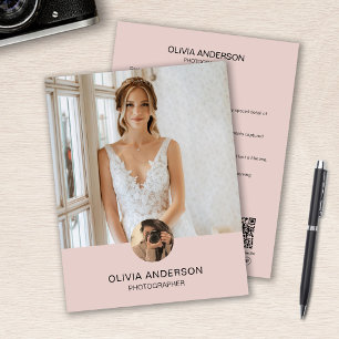 Moderne Aangepaste Foto QR Roze Fotograaf Zakelijk Flyer