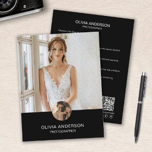 Moderne Aangepaste Foto QR Zwarte Fotograaf Zakeli Flyer